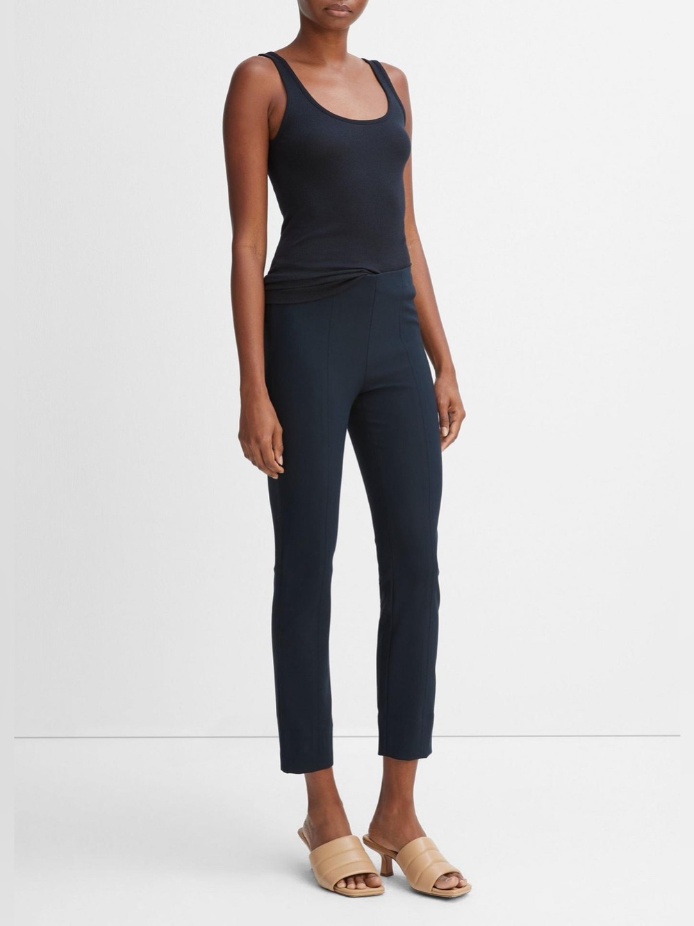 Vince Bobbi High-Rise Stitch-Seam Ponte Legging Navy Blue